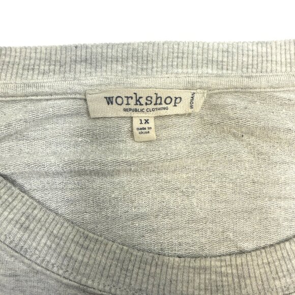 Cozy Workshop Republic Grey Star Print Sweatshirt | Soft Pullover | Plus Size 1X - Picture 4 of 7